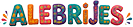 The word “ALEBRIJES" is spelled out in colorful, decorative letters adorned with various floral patterns and surrounded by small, vibrant splash-like shapes. Description generated by AI
