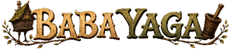 The image features three stylized titles with thematic decorations including fire and water around “PELE," a rustic hut and mortar and pestle around "BABAYAGA," and floral vines around "Kamadeva." Description generated by AI