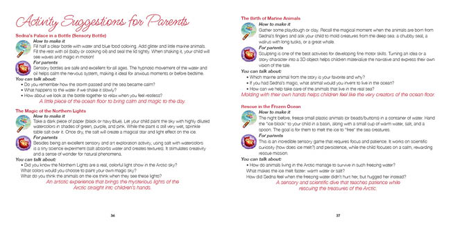 Two pages of a book titled “Activity Suggestions for Parents" featuring sections on school policies, the role of the parent, and the effects of media on children with questions and discussion prompts. Description generated by AI